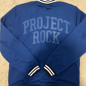 Under Armour Project Rock Blue Performance Jacket with Striped Cuffs